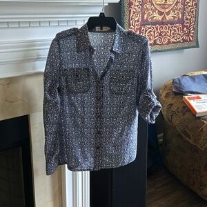 Tory Burch long sleeve/3/4 sleeve button down shirt.